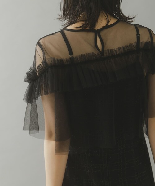 URBAN RESEARCH ROSSO（アーバンリサーチロッソ）の「kaene　フリルチュールドッキングドレス（ワンピース・レディース・Salmonpink/black・36）」の6枚目の写真