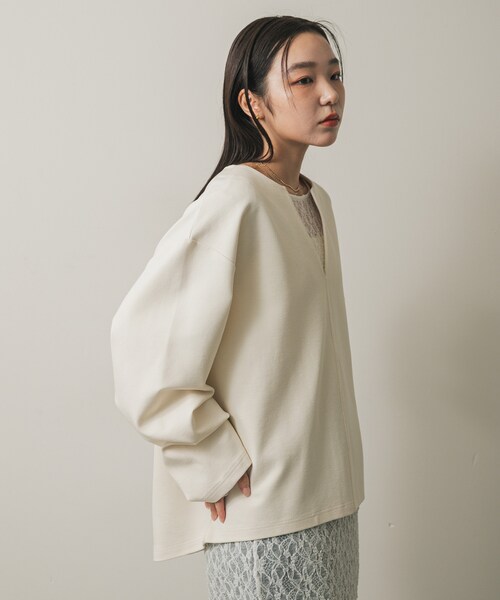 SENSE OF PLACE by URBAN RESEARCH（センスオブプレイスバイアーバンリサーチ）の「スキッパールーズトップ（その他トップス・レディース・IVORY/CAMEL/CHARCOAL・one）」の8枚目の写真