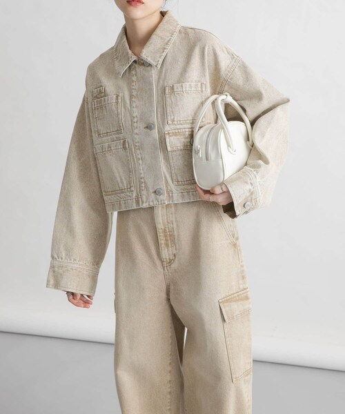 KBF（ケイビーエフ）の「WIDEデニムジャケット（デニムジャケット・レディース・BEIGE/BLUE・one）」の6枚目の写真