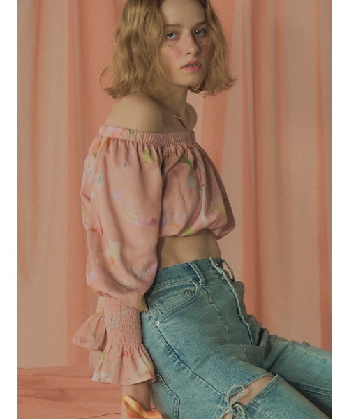 RESEXXY（リゼクシー）の「【memorif.】フラワークロップドオフショルブラウス（シャツ/ブラウス・レディース・ホワイト/オレンジ/ブルー・F）」の9枚目の写真