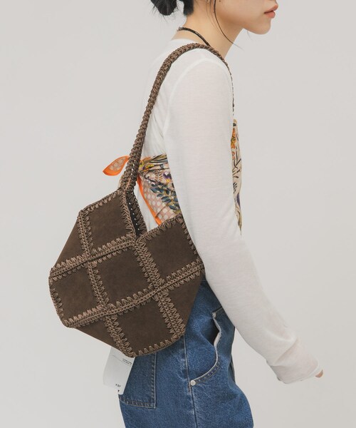 KBF（ケイビーエフ）の「パッチワークBAG（ショルダーバッグ・レディース・PINK/BROWN・One）」の7枚目の写真