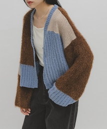 KBF | パッチワークニットカーディガン(カーディガン/ボレロ)