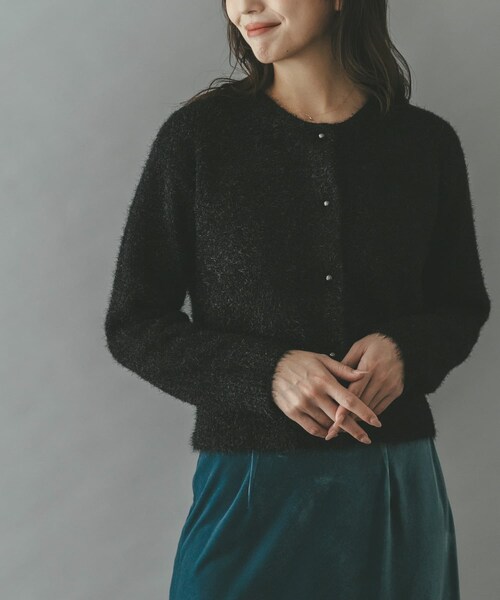 URBAN RESEARCH ROSSO（アーバンリサーチロッソ）の「ラメシャギーカーディガン（カーディガン/ボレロ・レディース・BLUE GRAY/BLACK・Free）」の5枚目の写真