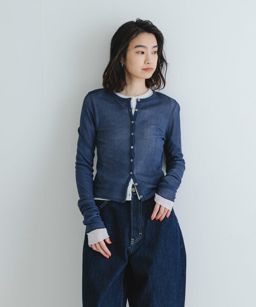 URBAN RESEARCH（アーバンリサーチ）の「『MADE IN JAPAN』シアーテレコショートカーディガン（カーディガン/ボレロ・レディース・NAVY/WHITE/BUTTER・FREE）」の21枚目の写真
