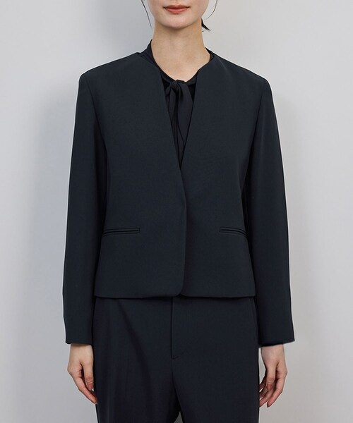 ROPE'(ロペ)の「トリアセダブルクロス クルーネックジャケット/イージーケア・セットアップ対応・25AW(ノーカラージャケット・レディース・ネイビー・36/38/40)」の13枚目の写真