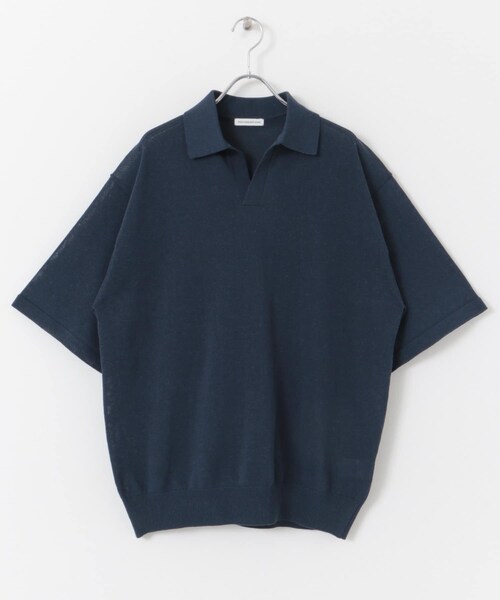 URBAN RESEARCH DOORS（アーバンリサーチドアーズ）の「リネン混ハイゲージ スキッパーニットポロシャツ（ポロシャツ・メンズ・BLACK/BLUE・M/L）」の22枚目の写真