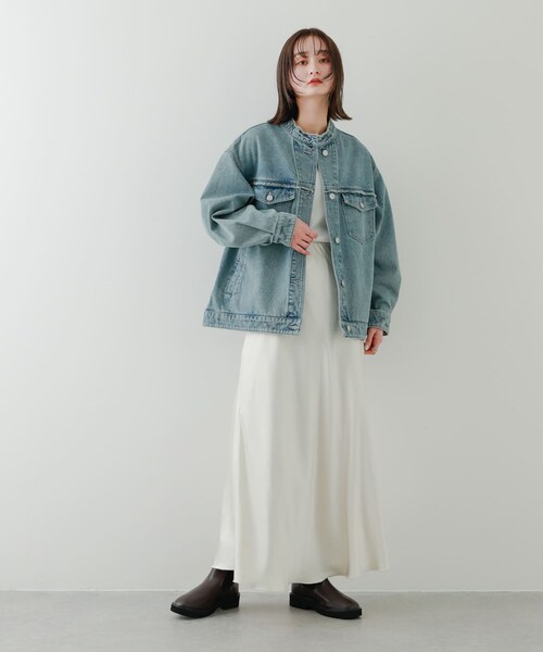 SENSE OF PLACE by URBAN RESEARCH(センスオブプレイスバイアーバンリサーチ)の「ルーズノーカラーデニムジャケット(デニムジャケット・レディース・L.INDIGO/D.INDIGO/BLACK・one)」の18枚目の写真