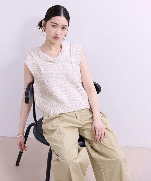 ADAM ET ROPE'（アダムエロペ）の「【WEB限定】ミックスパターンニットベスト（ベスト・レディース・ブラック/グレー/オフホワイト・F）」の19枚目の写真