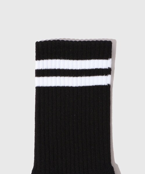 ADAM ET ROPE'（アダムエロペ）の「【POLAR SKATE CO./ポーラー スケートカンパニー】RIB SOCKS HAPPY SAD（ソックス/靴下・メンズ・ブラック/ホワイト・M）」の13枚目の写真