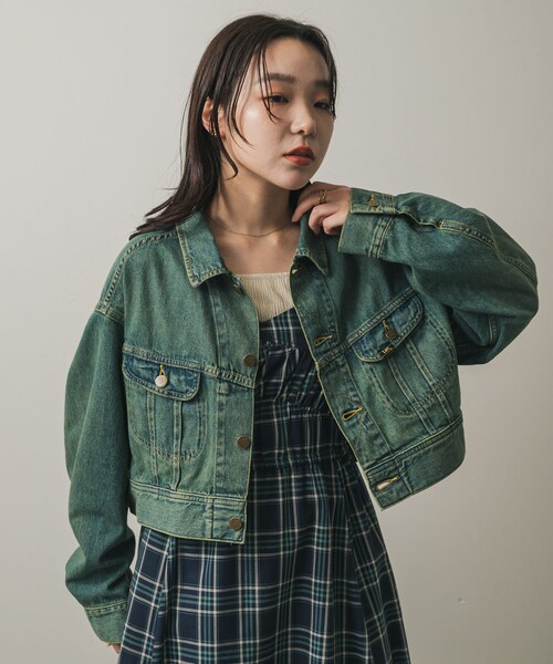 SENSE OF PLACE by URBAN RESEARCH（センスオブプレイスバイアーバンリサーチ）の「『別注』Lee101×SENSE OF PLACE　JACKET（デニムジャケット・レディース・BROWN/GREEN・FREE）」の6枚目の写真