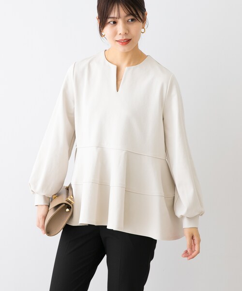 URBAN RESEARCH ROSSO（アーバンリサーチロッソ）の「F by ROSSO　ペプラムカットプルオーバー（Tシャツ/カットソー・レディース・ECRU/BLACK・FREE）」の3枚目の写真