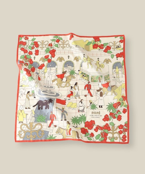 ROPE'(ロペ)の「【4 ARTIST for ROPE'】コラボ シルクスカーフ/Lサイズ(バンダナ/スカーフ・レディース・ダークグリーン/サックス/レッド/ピンク・F)」の4枚目の写真