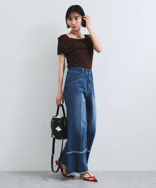 VIS（ビス）の「フリンジフレアデニム（デニムパンツ・レディース・ブルー系/サックス・M/S）」の10枚目の写真