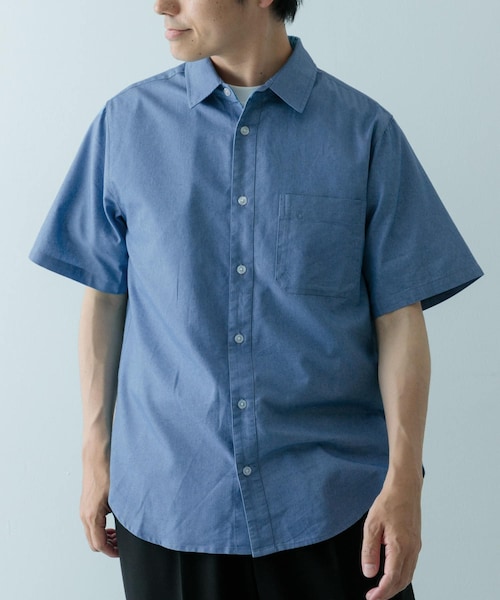 ITEMS URBANRESEARCH（アイテムズ アーバンリサーチ）の「TCインディゴレギュラーカラー半袖シャツ（シャツ/ブラウス・メンズ・NVY/BLU/L.BLUE・M/L）」の3枚目の写真