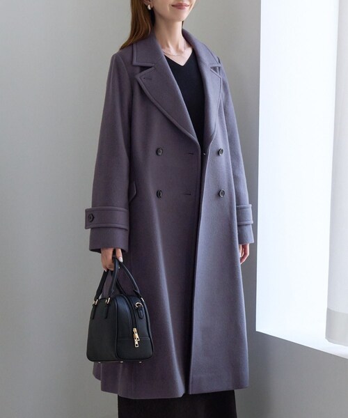ROPE' PICNIC(ロペピクニック)の「JAPAN FABRIC ダブルチェスターロング丈ウールコート(チェスターコート・レディース・ブラック/グレー/ベージュ系/ラベンダー・F)」の18枚目の写真