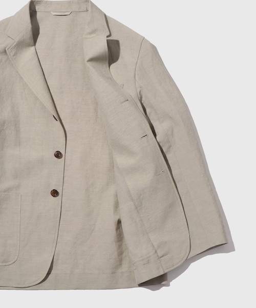 ADAM ET ROPE'（アダムエロペ）の「WOOL LINEN JACKET（ノーカラージャケット・メンズ・ブラック/キナリ/ネイビー系・L/M/S）」の13枚目の写真
