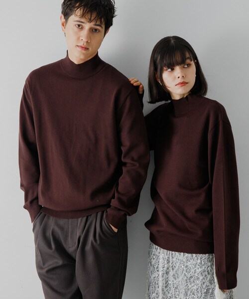 SENSE OF PLACE by URBAN RESEARCH(センスオブプレイスバイアーバンリサーチ)の「ストレッチモックネックニット(ニット/セーター・メンズ・IVORY/BLACK/BROWN/COGNAC/BLK×IVO/L.BLUE/NAVY・M/L)」の11枚目の写真