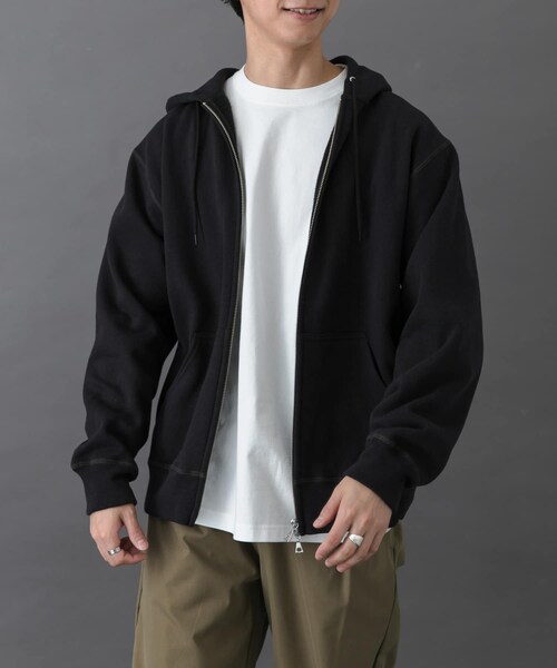 URBAN RESEARCH DOORS(アーバンリサーチドアーズ)の「FORK&SPOON リサイクルコットン裏毛ジップフーディー(パーカー・メンズ・DARKPURPLE/BLACK・4/5)」の14枚目の写真