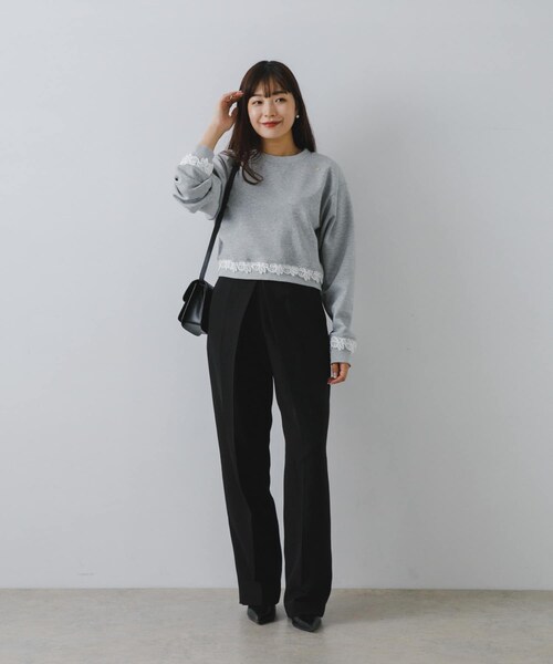 URBAN RESEARCH ROSSO（アーバンリサーチロッソ）の「F by ROSSO　レース付きダンボールスウェット（スウェット・レディース・GRAY/BLACK・FREE）」の15枚目の写真