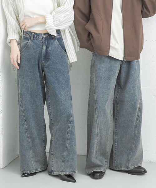 SENSE OF PLACE by URBAN RESEARCH（センスオブプレイスバイアーバンリサーチ）の「『ユニセックス』ケミカルバギーワイドデニムパンツ（デニムパンツ・メンズ・BLACK/NAVY/INDIGO・M/L）」の20枚目の写真