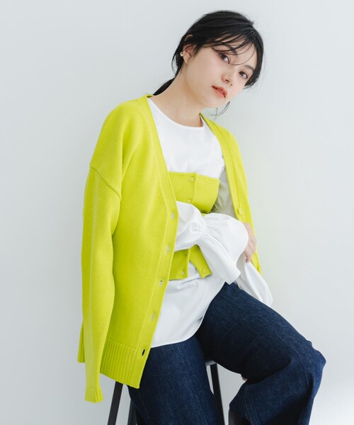URBAN RESEARCH ROSSO（アーバンリサーチロッソ）の「ウエストシェイプカーディガン（カーディガン/ボレロ・レディース・lime/ivory・FREE）」の2枚目の写真