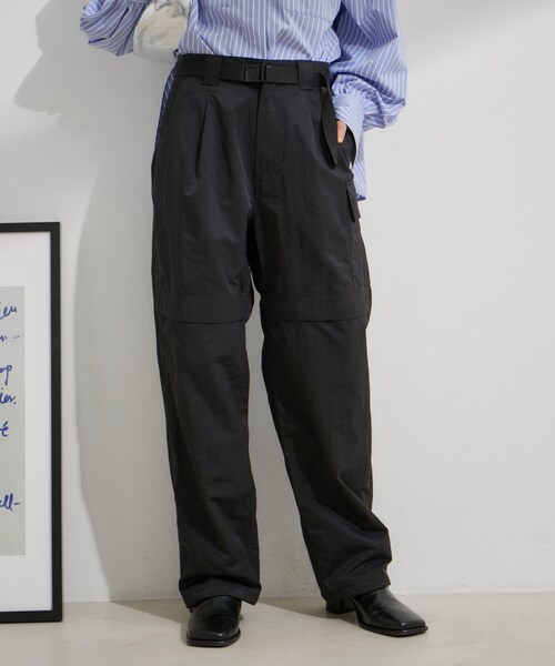 VIS（ビス）の「【洗える】ベルト付ナイロンカーゴパンツ（カーゴパンツ・レディース・キナリ/ブラック/オレンジ系・M/S）」の22枚目の写真