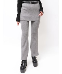 スカートレイヤードニットフレアパンツ