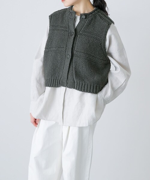 かぐれ（カグレ）の「2WAY綿麻ニットベスト（ベスト・レディース・IVORY/INK BLACK・Free）」の20枚目の写真