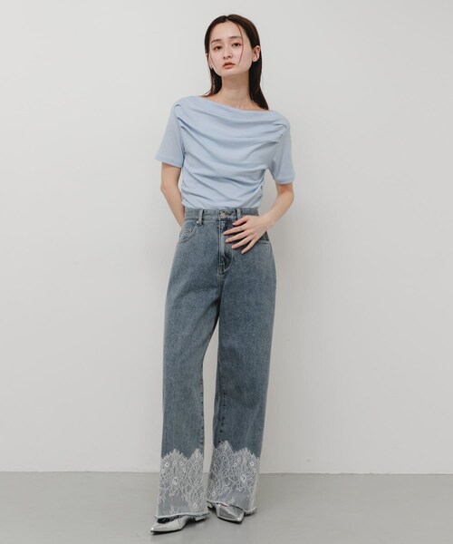SENSE OF PLACE by URBAN RESEARCH（センスオブプレイスバイアーバンリサーチ）の「レースドッキングデニムパンツ（デニムパンツ・レディース・L.INDIGO/GRAY/L.BLUE・S/M）」の20枚目の写真