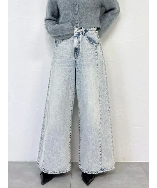 dazzlin（ダズリン）の「スイッチングワイドデニムパンツ（デニムパンツ・レディース・インディゴ/アイスブルー・S/M）」の3枚目の写真