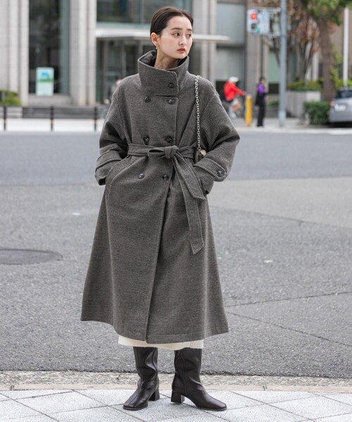 SENSE OF PLACE by URBAN RESEARCH(センスオブプレイスバイアーバンリサーチ)の「スタンドカラーロングコート(テーラードジャケット・レディース・BRN×MOC/GRAY/BLACK・S/M)」の15枚目の写真