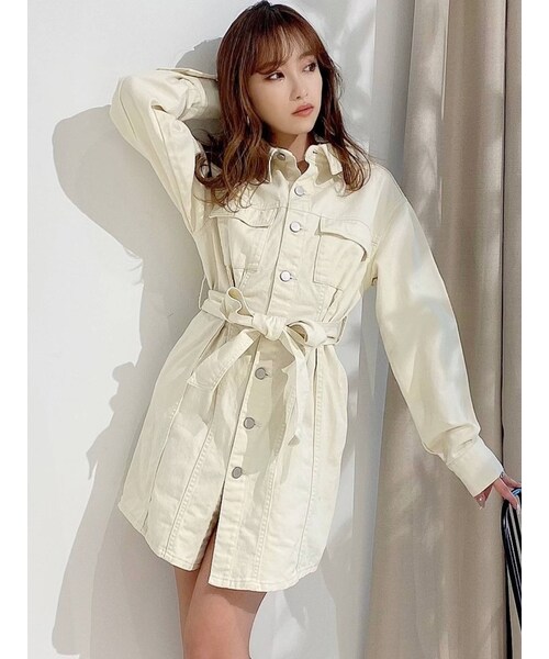 RESEXXY（リゼクシー）の「コルセットロングGジャン（デニムジャケット・レディース・アイボリー/ブラック/インディゴ・F）」の6枚目の写真