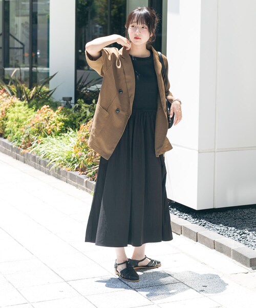 ITEMS URBANRESEARCH（アイテムズ アーバンリサーチ）の「リネンライクハーフスリーブジャケット（テーラードジャケット・レディース・BRN/BEG/CHA・FREE）」の18枚目の写真