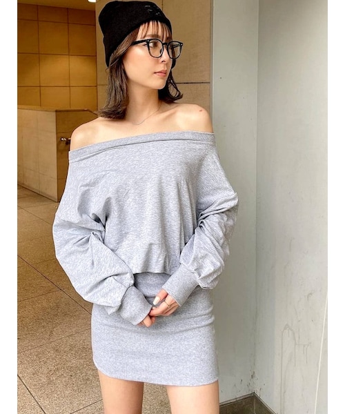 GYDA（ジェイダ）の「ドッキングオフショル スウェットワンピース 