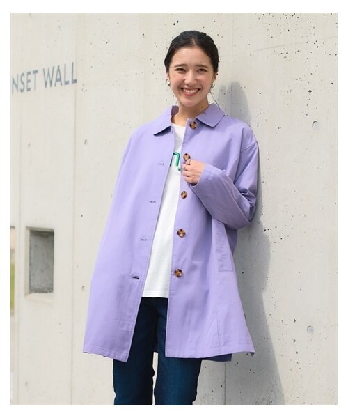 nissen（ニッセン）の「大きいサイズ 綿混ふわっと柔らかゆるシルエットステンカラーコート（ステンカラーコート・レディース・キャメルベージュ/グレイッシュブルー/エクリュ/ネイビー/黒/カーキ/ピンクベージュ/ラベンダー・L/LL/3L/4L/5L/6L/8L/10L）」の7枚目の写真