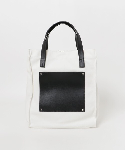 ITEMS URBANRESEARCH（アイテムズ アーバンリサーチ）の「キャンバス × フェイクレザー トートバッグ（トートバッグ・メンズ・BLK/OFF・-）」の9枚目の写真