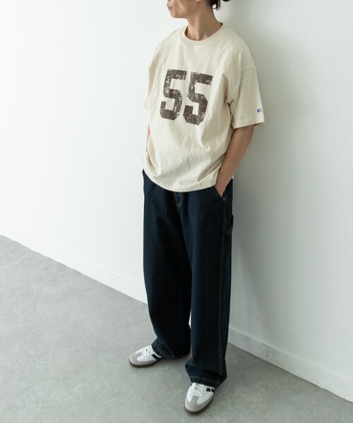 URBAN RESEARCH Sonny Label（アーバンリサーチサニーレーベル）の「『別注』Russell Athletic×Sonny Label　ナンバリングショートスリーブTシャツ（Tシャツ/カットソー・メンズ・オフ/キナリ/ブルー・M/L）」の7枚目の写真