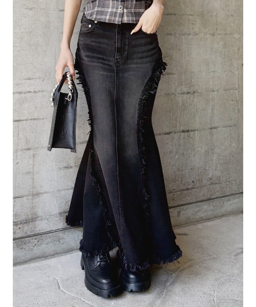 EVRIS（エヴリス）の「マーメイドデニムスカート（デニムスカート・レディース・ブラック/インディゴ・S/M）」の4枚目の写真