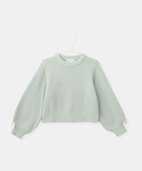 ROPE' PICNIC（ロペピクニック）の「【KIDS/キッズ】スフレニットシリーズ リボンニットプルオーバー/イージーケア・リンクコーデ（ニット/セーター・キッズ・キナリ/グリーン系/ピンク系・L/M/S）」の5枚目の写真