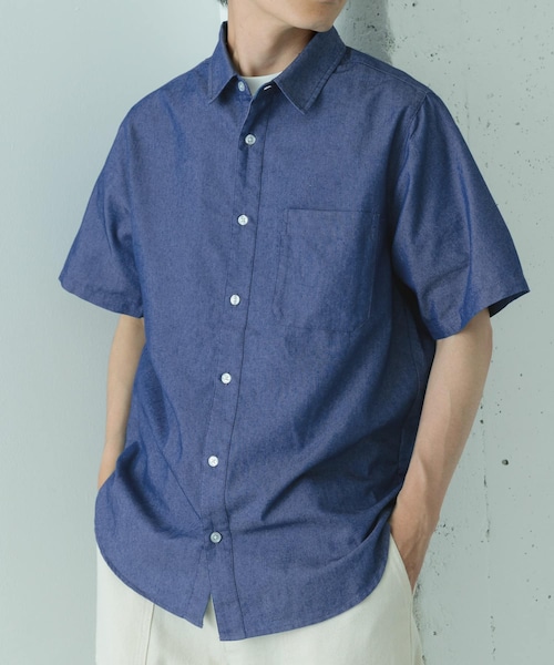 ITEMS URBANRESEARCH（アイテムズ アーバンリサーチ）の「TCインディゴレギュラーカラー半袖シャツ（シャツ/ブラウス・メンズ・NVY/BLU/L.BLUE・M/L）」の2枚目の写真