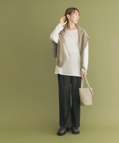 ITEMS URBANRESEARCH(アイテムズ アーバンリサーチ)の「シルケットロングスリーブTシャツ(Tシャツ/カットソー・レディース・WHT/BORDER/BLK・FREE)」の9枚目の写真