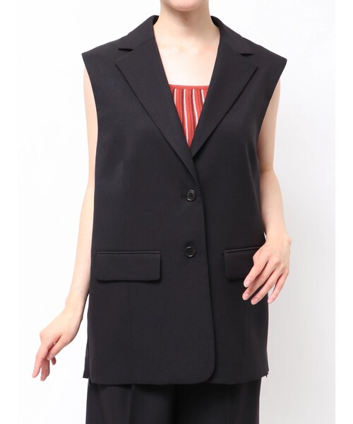 MURUA（ムルーア）の「サイドオープントテーラードジレ【セットアップ着用可】（ベスト・レディース・グレー/ブラック/ブルー/ベージュ・F）」の6枚目の写真