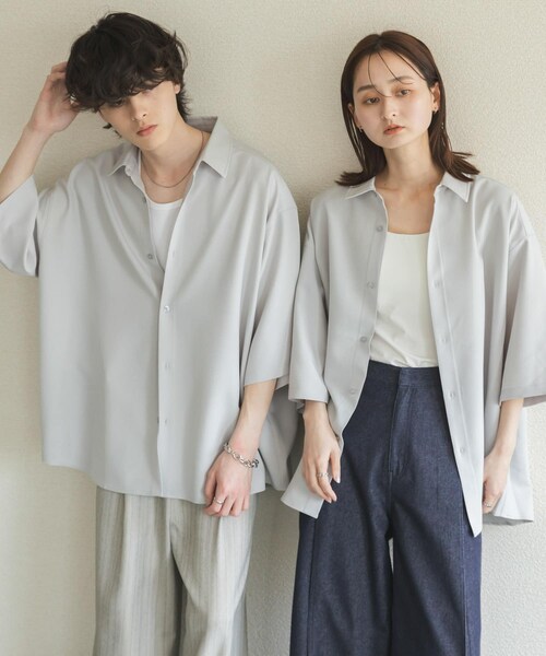 SENSE OF PLACE by URBAN RESEARCH(センスオブプレイスバイアーバンリサーチ)の「『ユニセックス』エクストラルーズショートスリーブシャツ(シャツ/ブラウス・メンズ・L.GRAY/CHARCOAL/MINT/BROWN・M/L)」の8枚目の写真