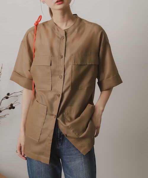 SENSE OF PLACE by URBAN RESEARCH（センスオブプレイスバイアーバンリサーチ）の「シアーミリタリージャケット（ミリタリージャケット・レディース・BROWN/IVORY・one）」の2枚目の写真