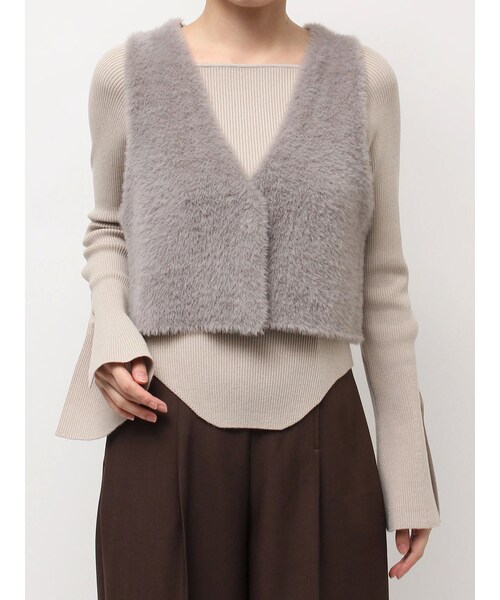 LAGUNAMOON（ラグナムーン）の「ミニシャギーニットベスト（ベスト・レディース・アイボリー/グレー・F）」の3枚目の写真