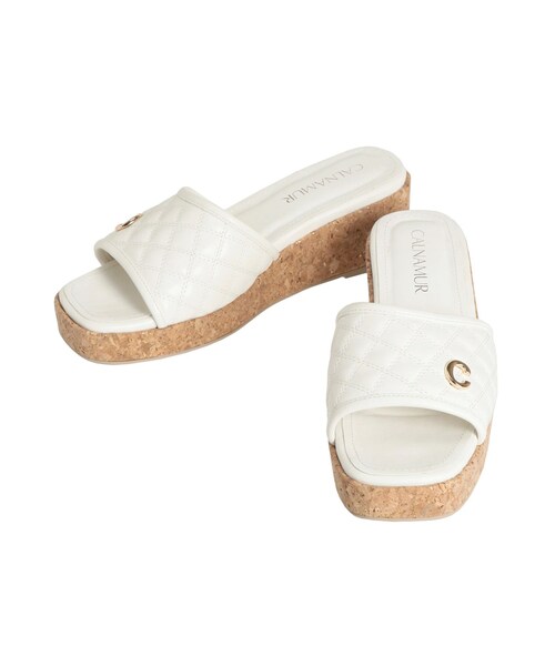 CALNAMUR（カルナムール）の「QULTING CORK SANDALS/キルティングコルクサンダル（サンダル・レディース・ホワイト/ブラック/イエロー・L/S/M）」の2枚目の写真