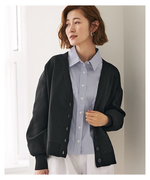 nissen（ニッセン）の「Vネックニットカーディガン【OtonaSMILE】（カーディガン/ボレロ・レディース・パープル/黒/モカベージュ/セージグリーン・M/L/LL/3L/4L/5L）」の17枚目の写真