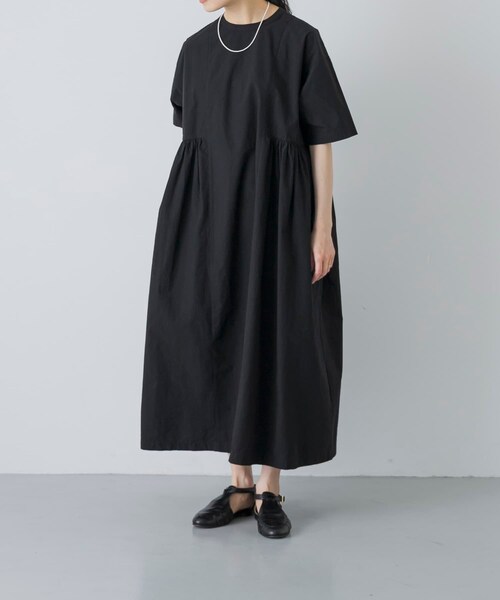 かぐれ（カグレ）の「『2サイズ展開』コットンシルクサイドギャザーワンピース（ワンピース・レディース・BLACK/ROYAL BLUE/BLACK A・0/1）」の19枚目の写真