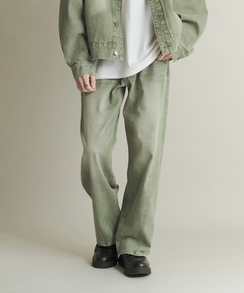 SENSE OF PLACE by URBAN RESEARCH（センスオブプレイスバイアーバンリサーチ）の「ツイストデニムワイドパンツ（デニムパンツ・メンズ・GREEN/L.INDIGO・M/L）」の5枚目の写真