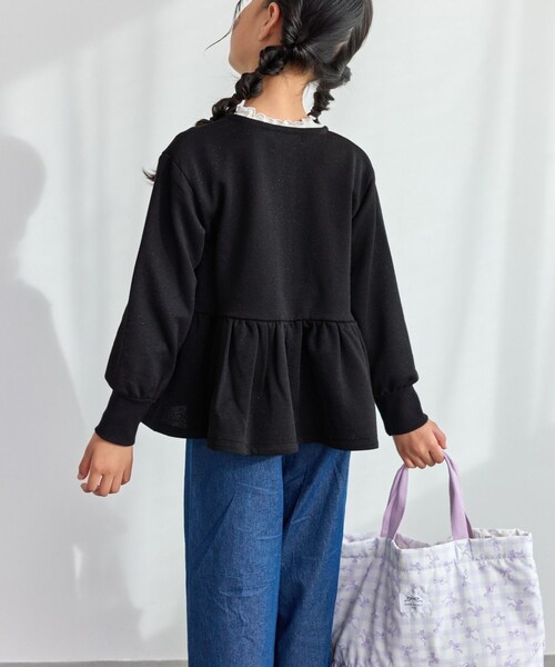 ROPE' PICNIC(ロペピクニック)の「【KIDS/キッズ】ラメ裏毛ペプラムジップカーディガン(カーディガン/ボレロ・キッズ・ブラック/ベージュ/ピンク・L/M/S)」の15枚目の写真
